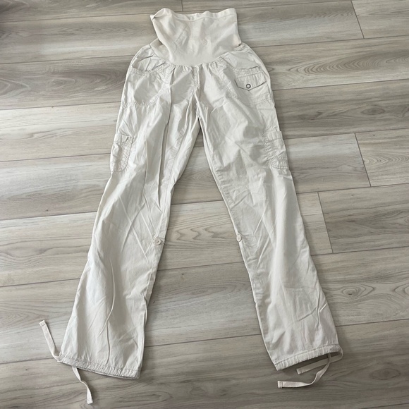 Motherhood Maternity Khaki Over The Belly Adjustable Cargo Pants Size Small - Picture 1 of 5